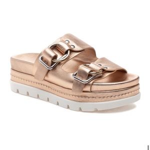 J/SLIDES BAHA Rose Gold Leather Sandal